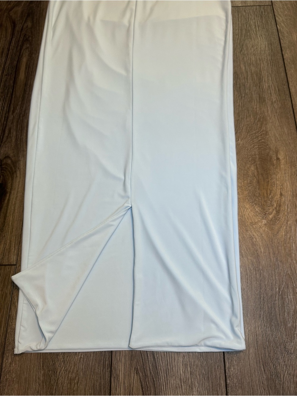 Club L London Baby Blue Strapless Ruched Maxi Dress Side Slit US 12 UK 16 - Picture 13 of 16